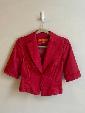 Cynthia Steffe Blazer Cropped Apple Red Short Sleeves Size XS
